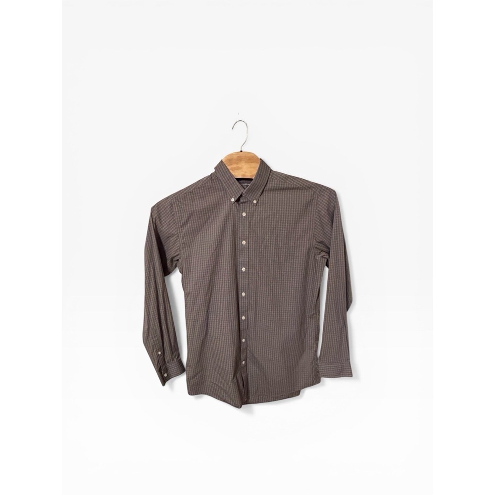 Eddie Bauer Mens TALL Large Gray Plaid Button‎ Down Shirt Wrinkle Resistant
